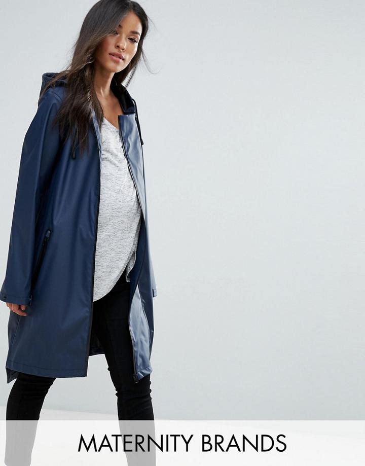 Mama. Licious Rain Trench With Post Birth Functionality - Navy