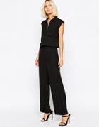 Selected Endora Jumpsuit With Button Front - Black