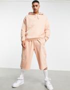 Asos Design Tracksuit Oversized Hoodie With Oversized Longer Length Jersey Shorts In Orange