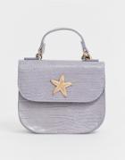 Asos Design Croc Cross Body Bag Starfish Detail - Purple