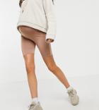 Flounce Maternity Slinky Legging Shorts In Taupe-neutral
