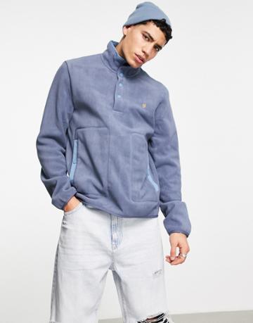 Farah Goldin Half Zip Fleece Sweatshirt In Blue