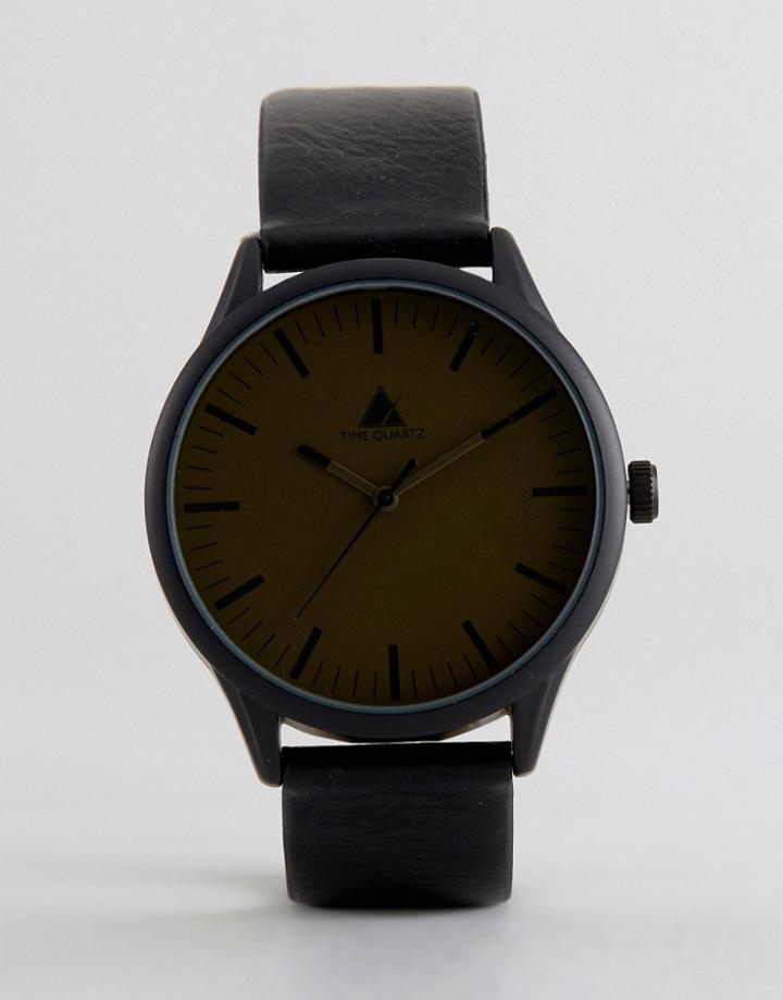 Asos Watch With Khaki Face - Black