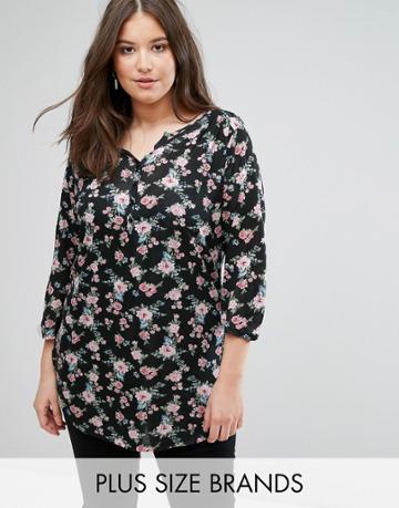 Praslin Floral Print Tunic - Black