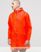 Rains Waterproof Long Jacket In Orange - Orange