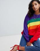 Boohoo Sweater In Rainbow Stripe - Multi