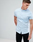 Asos Casual Skinny Shirt With Short Sleeves In Blue - Blue