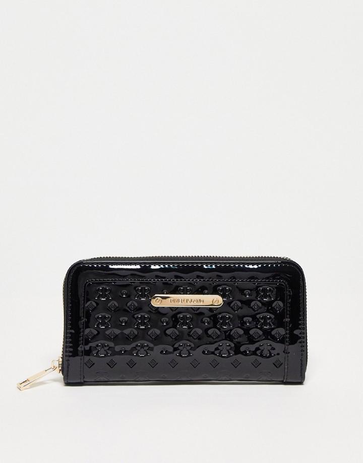 River Island Patent Embossed Wallet In Black