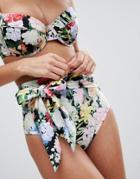 Asos Fuller Bust Exclusive Spring Floral Print Tie High Waist Bikini Bottom - Multi