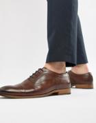 Asos Design Lace Up Shoes In Brown Leather With Natural Sole - Brown