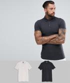 Asos Design Muscle Fit Pique Polo 2 Pack Save - Multi