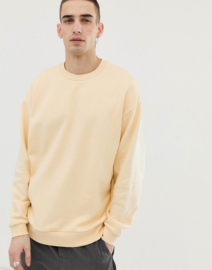 Asos Design Oversized Sweatshirt In Light Yellow-beige