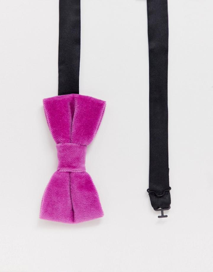 Twisted Tailor Velvet Bow Tie - Pink