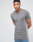 Asos Longline Muscle T-shirt In Gray - Gray