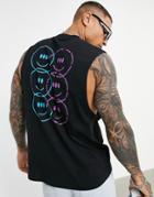 Asos Design Relaxed Organic Tank Top In Black Organic Cotton With Back Print