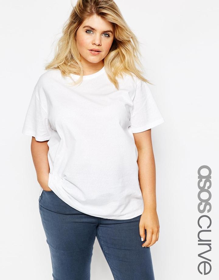 Asos Curve Linen Look Oversized T-shirt - White