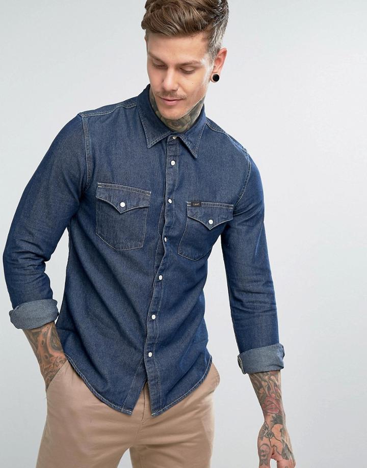 Lee Jeans Denim Western Shirt - Navy