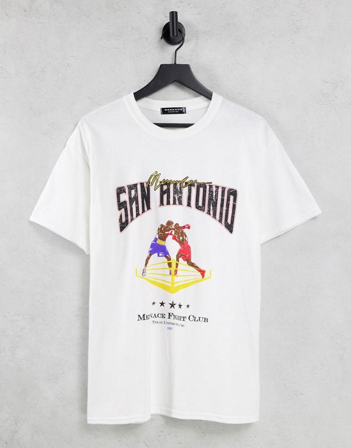 Mennace T-shirt In White With San Antonio Print