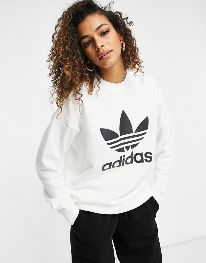 Adidas Originals Large Logo Sweatshirt In White