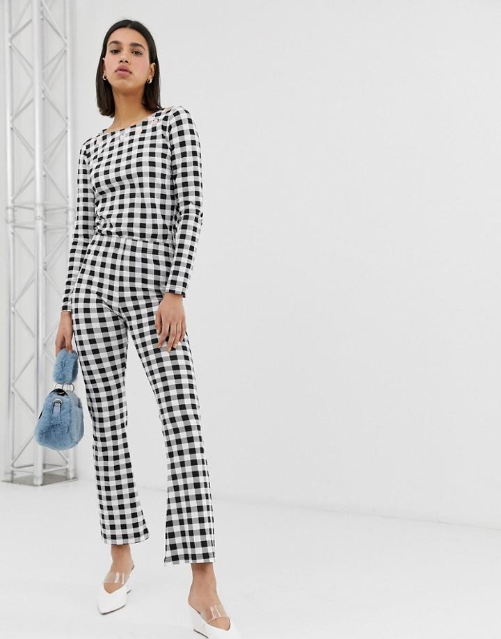 Resume Myrina Gingham Kick Flare Pants - Black
