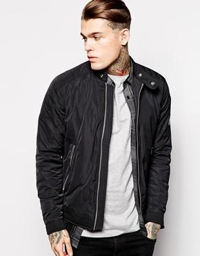 Diesel Jacket J-eiko Lightweight Nylon Biker - Black