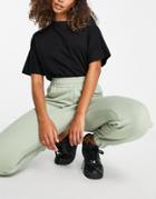 Threadbare Ava High Waisted Sweatpants In Dusty Green