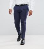 Asos Plus Wedding Super Skinny Suit Pants In Blue Micro Check - Blue