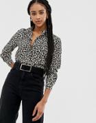 Brave Soul Leopard Print Long Sleeved Shirt - Multi
