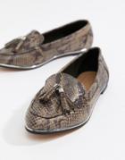 Asos Design Mindful Snake Flat Shoes - Multi