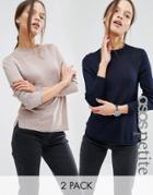 Asos Petite Jumper With Crew Neck 2 Pack - Multi