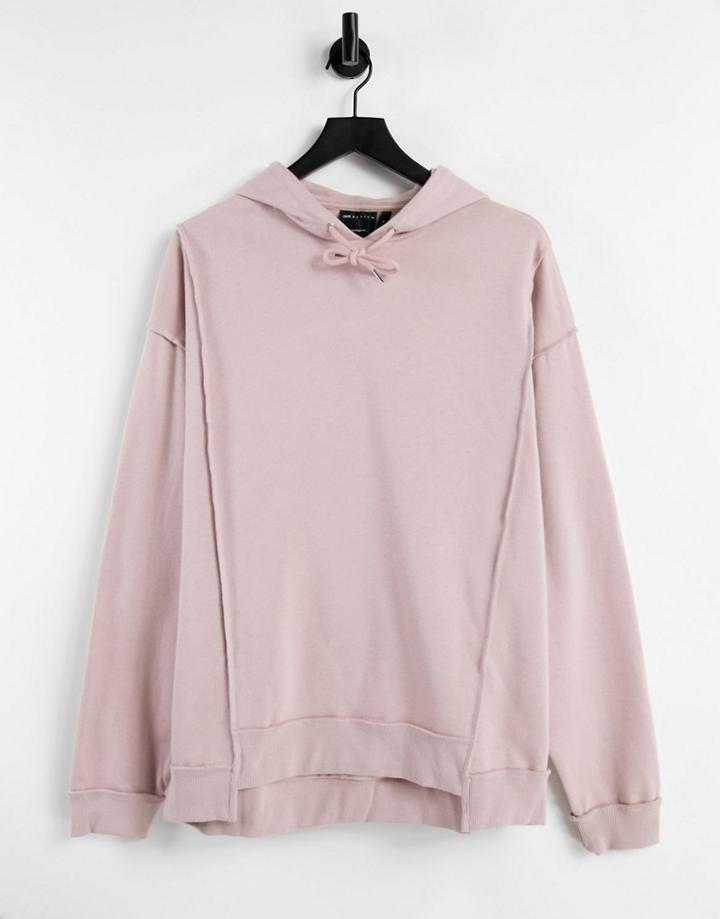 Asos Design Set Oversized Hoodie With Seam Detailing In Pink