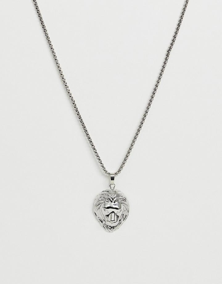 Svnx Lion Head Necklace - Silver
