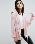 Asos Hooded Soft Wash Jacket - Pink