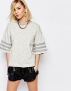 Adidas Originals Premium Essentials Oversized Minimal 3 Stripe Sweat T-shirt - Off White