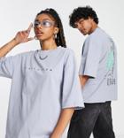 Collusion Unisex Natural Dyed T-shirt With Text Print In Gray