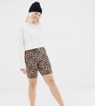 Asos Design Curve Legging Short In Leopard Print - Multi