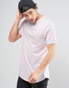 Asos Super Longline T-shirt With Crew Neck And Curved Hem In Pink - Pi
