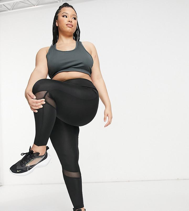 South Beach Plus Mesh Insert Leggings In Black