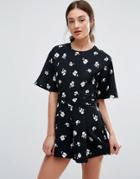 Newlily Floral Print Romper - Black