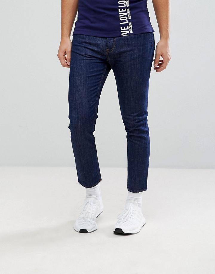 Love Moschino Cropped Slim Fit Jeans In Indigo - Blue