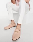 Asos Design Loafers In Pink Faux Leather With Snaffle