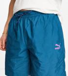 Puma Pop Logo Quilted Shorts In Teal Exclusive To Asos-blue