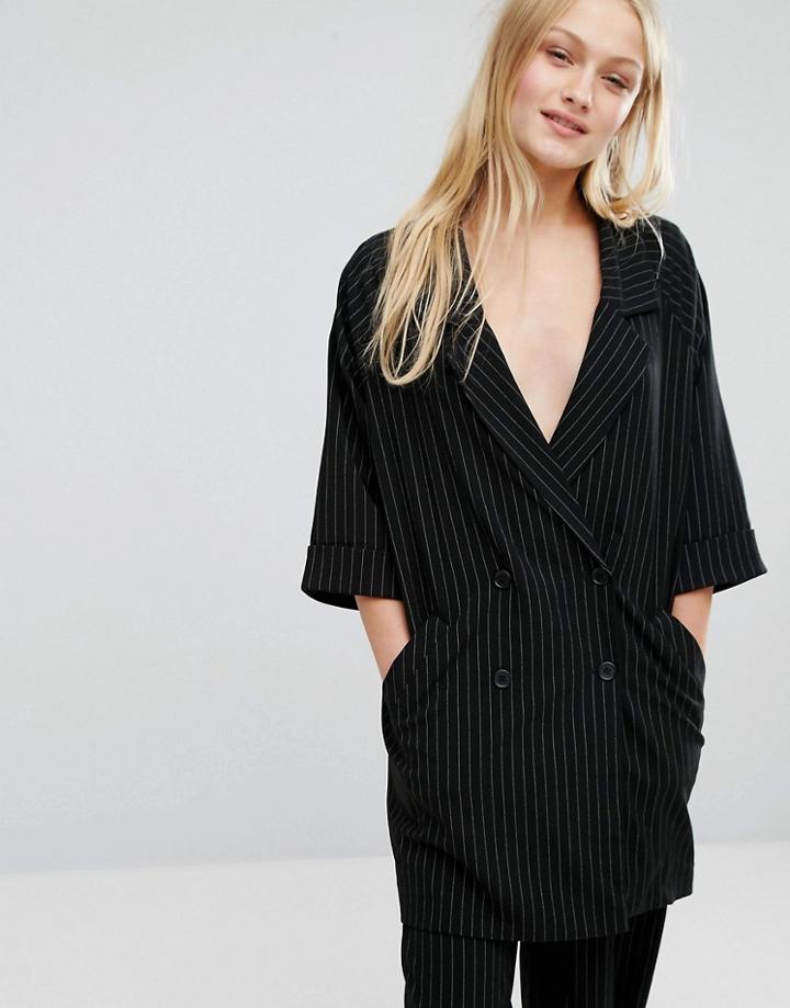 Monki Pinstripe Kimono Sleeve Blazer - Multi