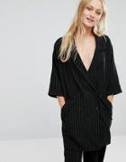 Monki Pinstripe Kimono Sleeve Blazer - Multi