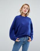 Monki Balloon Sleeve Knitted Sweater - Blue