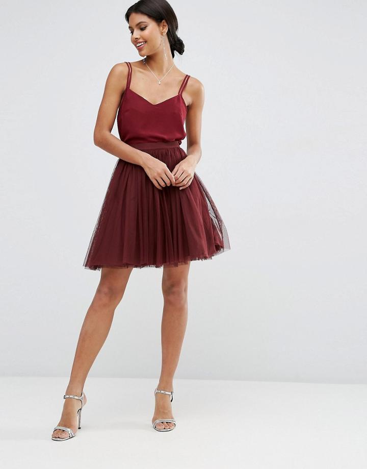 Asos Wedding Tulle Mini Prom Skirt With Multi Layers - Red
