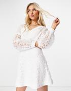 Chi Chi London Lace Insert Dress In White