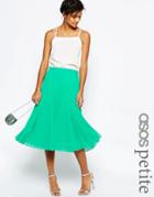 Asos Petite Pleated Midi Skirt - Green