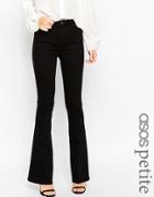 Asos Petite Bell Flare Jeans In Clean Black With Pressed Crease - Clean Black