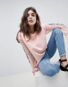 Esprit Emboridered Mesh Sleeve Top - Pink